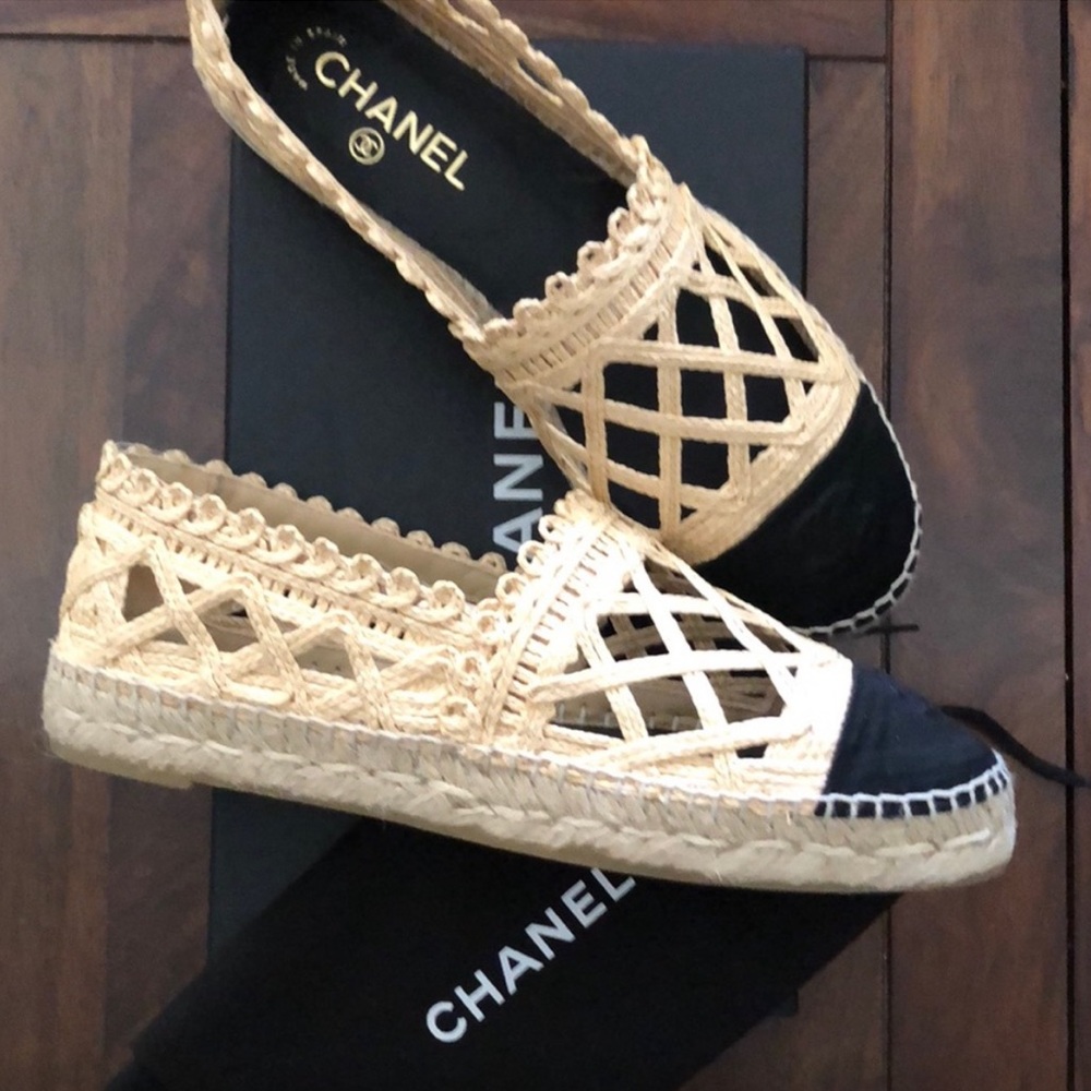 Chanel Woven Espadrilles with box and dust Bag